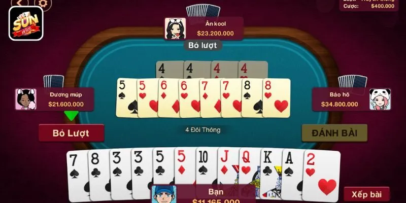 Giao diện sảnh chờ đẳng cấp và hiện đại của tựa game Tiến lên miền nam Sunwin